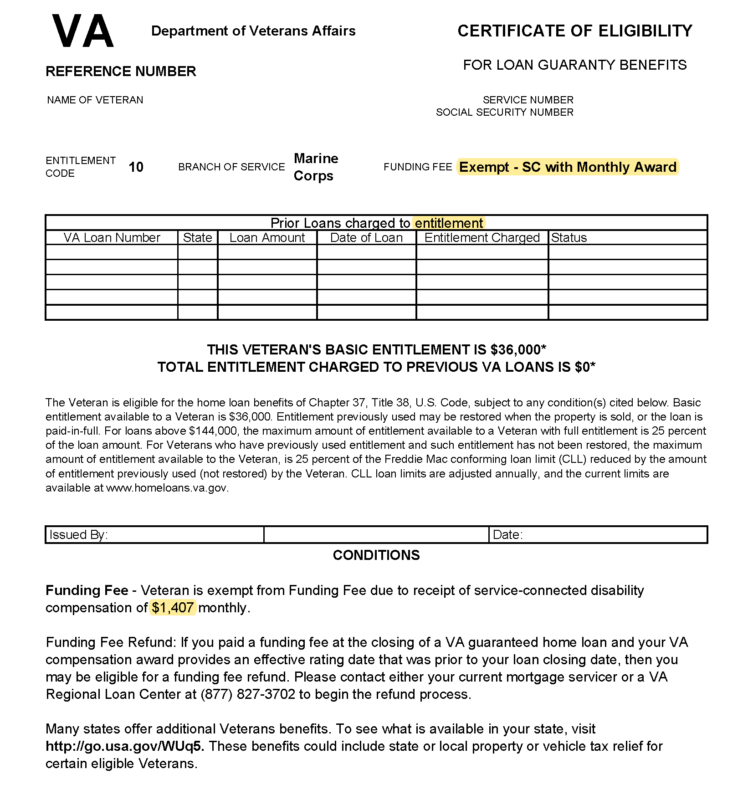 VA Eligibility - VA Certificate of Eligibility