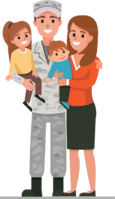 VA Home Loans - Military Cartoon Family